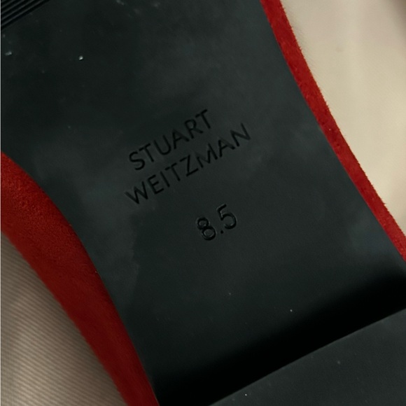 NEW Stuart Weitzman Jodie Red Suede Bow Flat, US Size 8 MSRP $350 - Picture 5 of 6